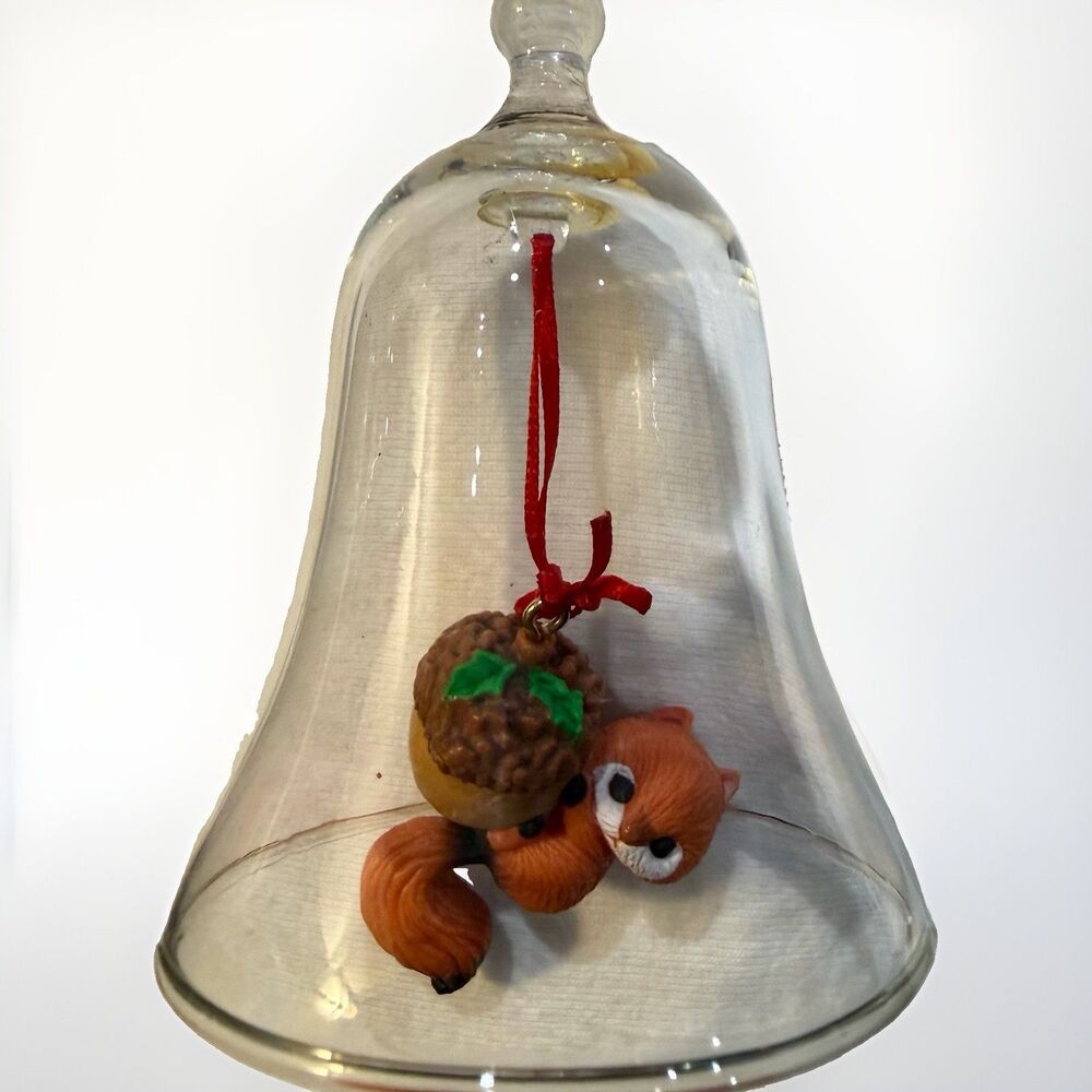 VTG Hallmark Clear Glass Bell-Chipmunk